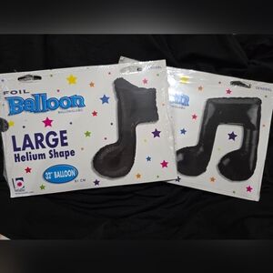 2 Large Black Musical Note Foil Balloons